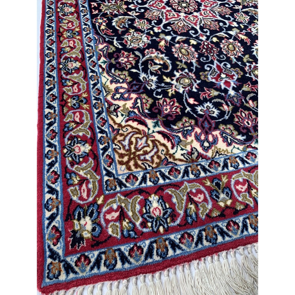Tappeto persiano blu Isfahan misura 70x114 cm