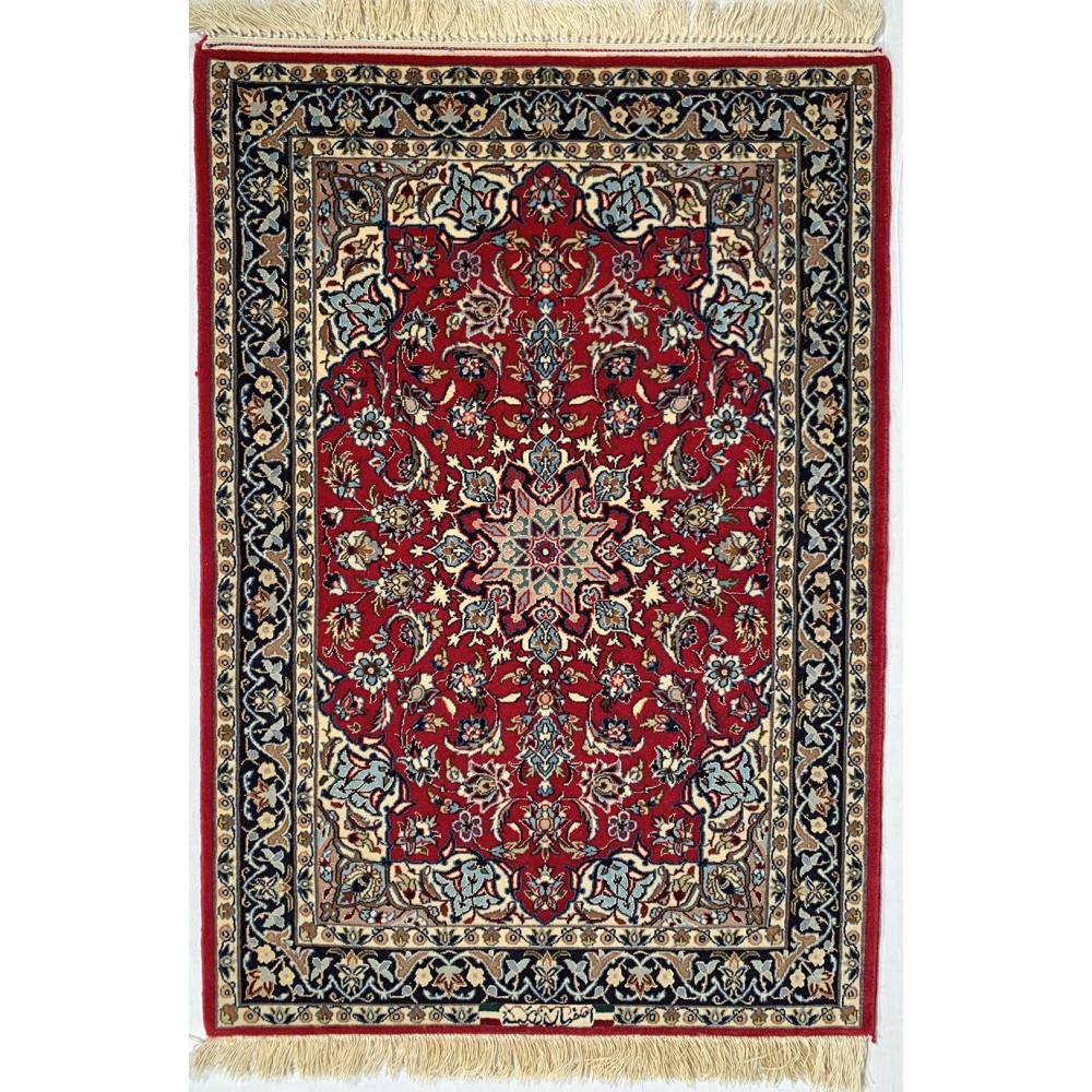 Tappeto persiano rosso Isfahan misura 70x103 cm