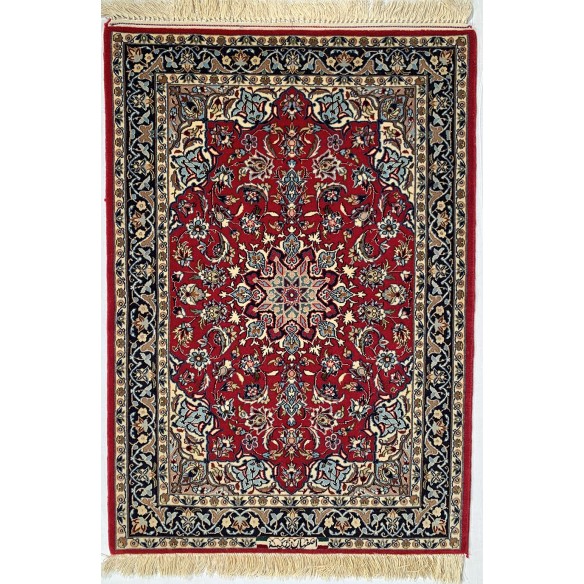 Tappeto persiano rosso Isfahan misura 70x103 cm