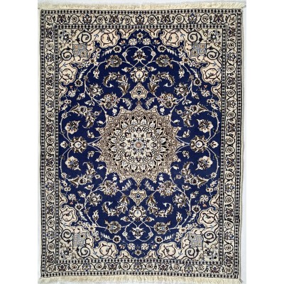 Tappeto persiano blu Nain misura 93x124 cm