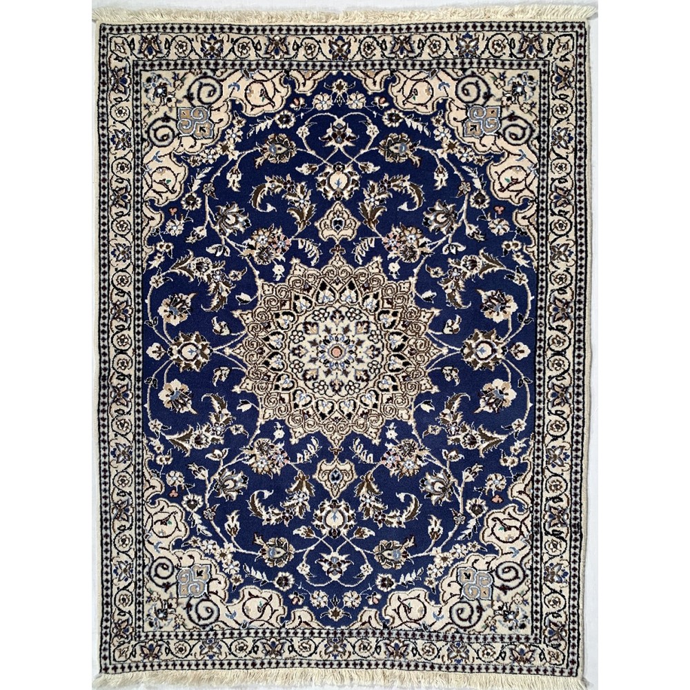 Tappeto persiano blu Nain misura 93x124 cm