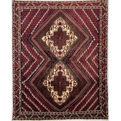 Tappeto persiano rosso Afshar misura 134x168 cm