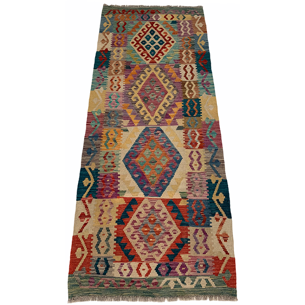 Tappeto corsia in lana kilim Afgano 84x207 cm