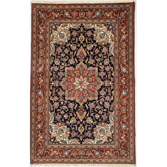 Tappeto persiano qum in lana blu misura 124x195 cm