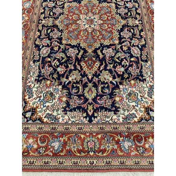 Tappeto persiano qum in lana blu misura 124x195 cm