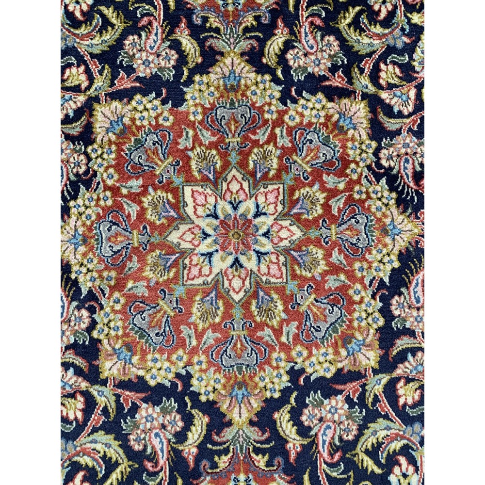 Tappeto persiano qum in lana blu misura 124x195 cm