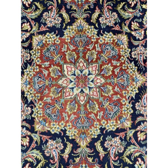 Tappeto persiano qum in lana blu misura 124x195 cm