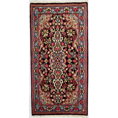 Tappeto classico persiano Kirman annodato a mano 60x120 cm