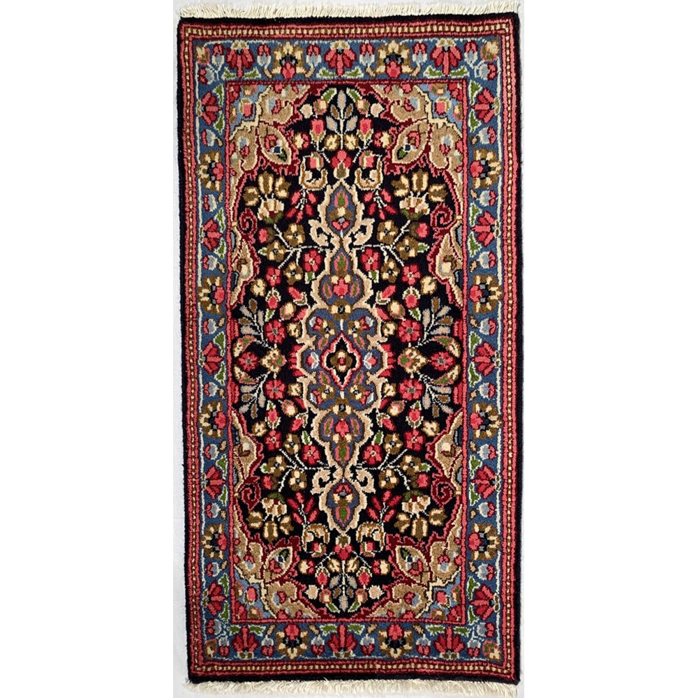 Tappeto classico persiano Kirman annodato a mano 60x120 cm