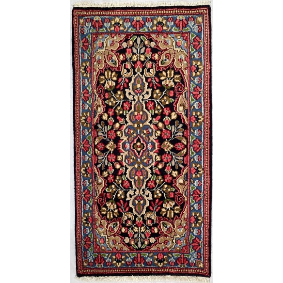 Tappeto classico persiano Kirman annodato a mano 60x120 cm