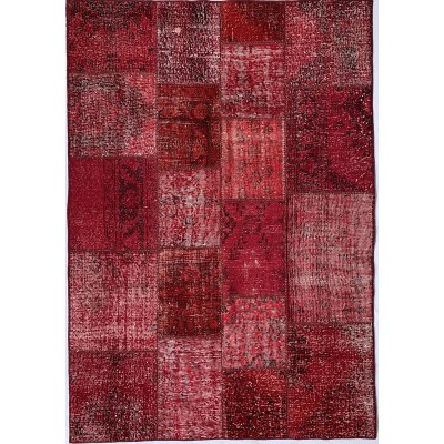 Tappeto moderno Patchwork rosso annodato a mano misura140x200 cm