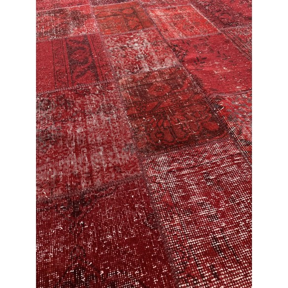 Tappeto moderno Patchwork rosso annodato a mano misura140x200 cm