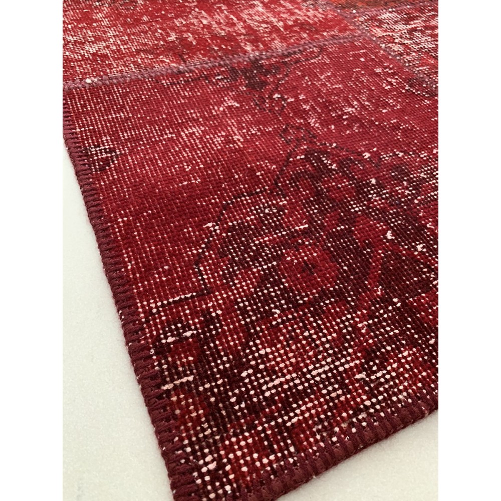 Tappeto moderno Patchwork rosso annodato a mano misura140x200 cm