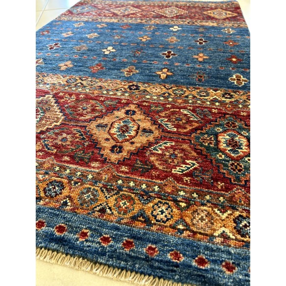 Tappeto in lana afgano korjin shabargan misura 132x85 cm