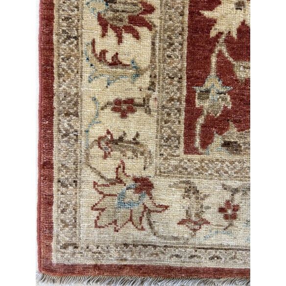 Tappeto Ziegler in lana rosso annodato a mano disegno floreale misura 87x126 cm