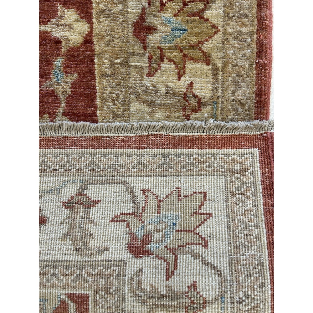 Tappeto Ziegler in lana rosso annodato a mano disegno floreale misura 87x126 cm