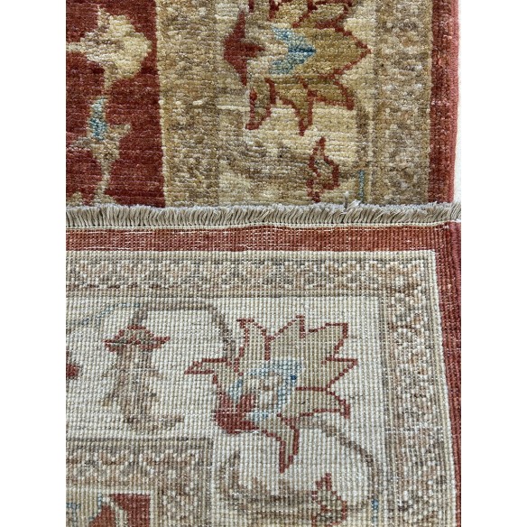 Tappeto Ziegler in lana rosso annodato a mano disegno floreale misura 87x126 cm