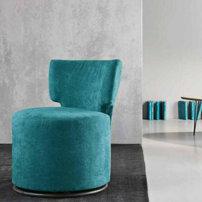Poltrona in tessuto acquamarina
