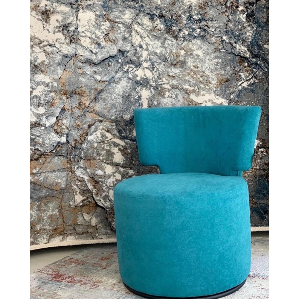 Poltrona in tessuto acquamarina