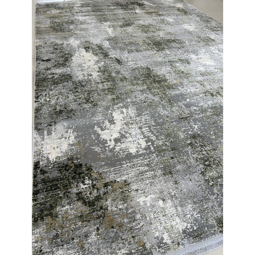 Tappeto moderno in viscosa grigio e verde misura 230x160 cm