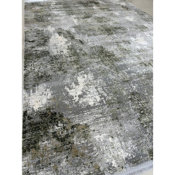 Tappeto moderno in viscosa grigio e verde misura 230x160 cm