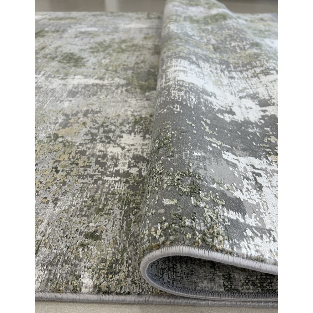 Tappeto moderno in viscosa grigio e verde misura 230x160 cm