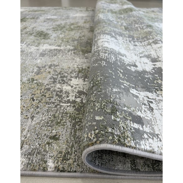 Tappeto moderno in viscosa grigio e verde misura 230x160 cm