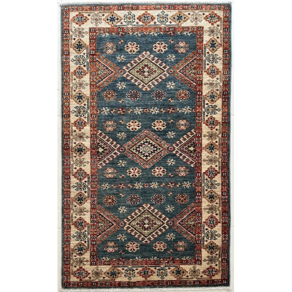 Tappeto geometrico in lana kazak misura 154x91 cm