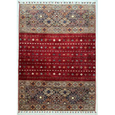 tappeto in lana rosso shabargan Korjin misura 147x106