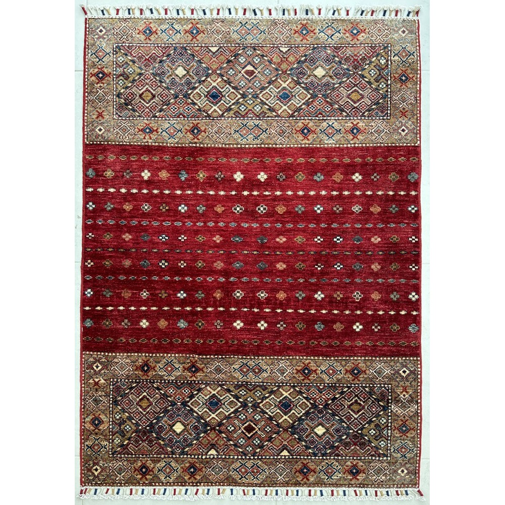 tappeto in lana rosso shabargan Korjin misura 147x106
