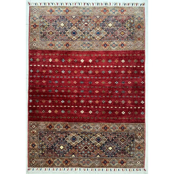 tappeto in lana rosso shabargan Korjin misura 147x106
