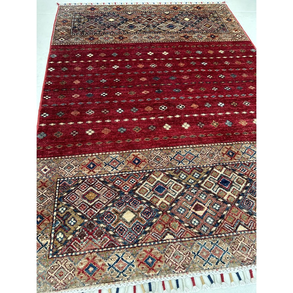 tappeto in lana rosso shabargan Korjin misura 147x106