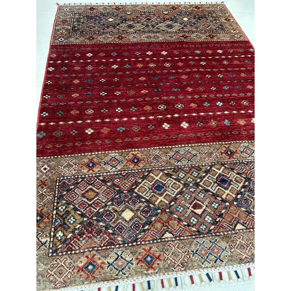tappeto in lana rosso shabargan Korjin misura 147x106