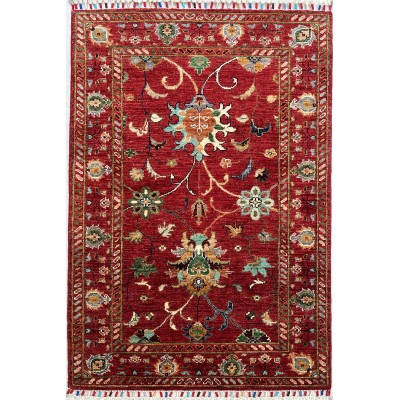 tappeto shabargan korjin floreale in lana rosso misura 120x80 cm