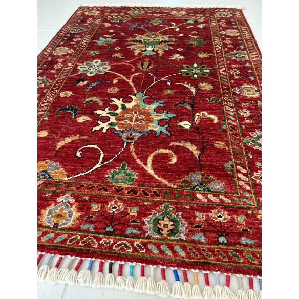 tappeto shabargan korjin floreale in lana rosso misura 120x80 cm