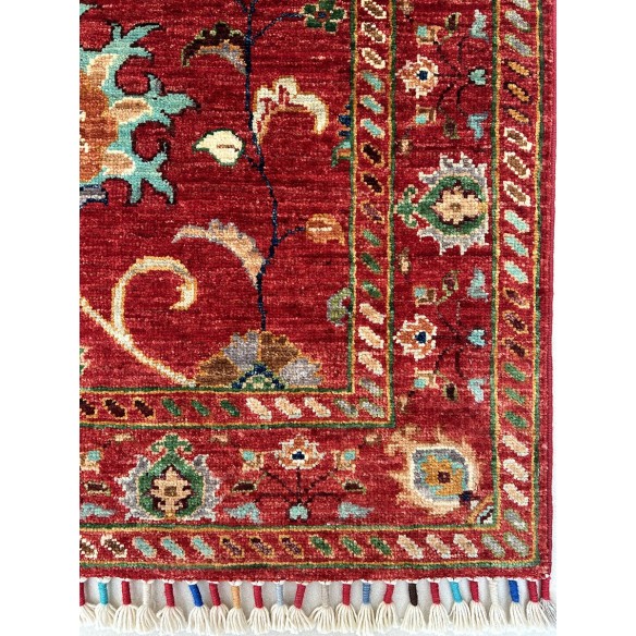 tappeto shabargan korjin floreale in lana rosso misura 120x80 cm