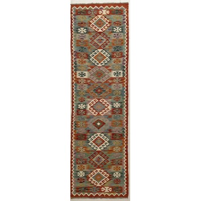 tappeto in lana kilim afgano misura 245x74 cm