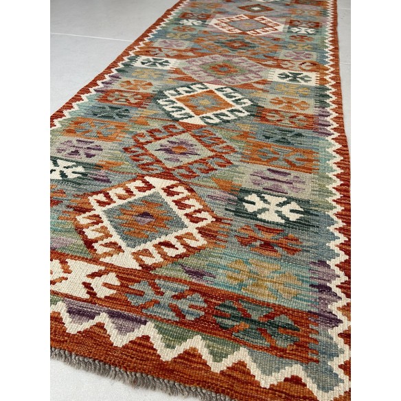tappeto in lana kilim afgano misura 245x74 cm