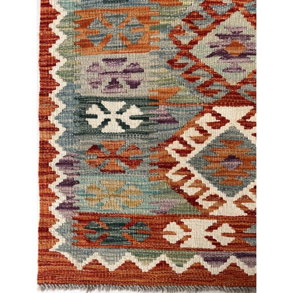 tappeto in lana kilim afgano misura 245x74 cm