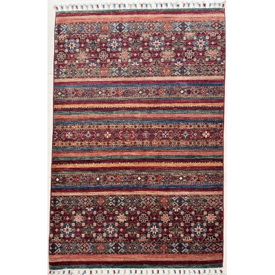 tappeto shabargan annodato a mano multicolore 151x100 cm