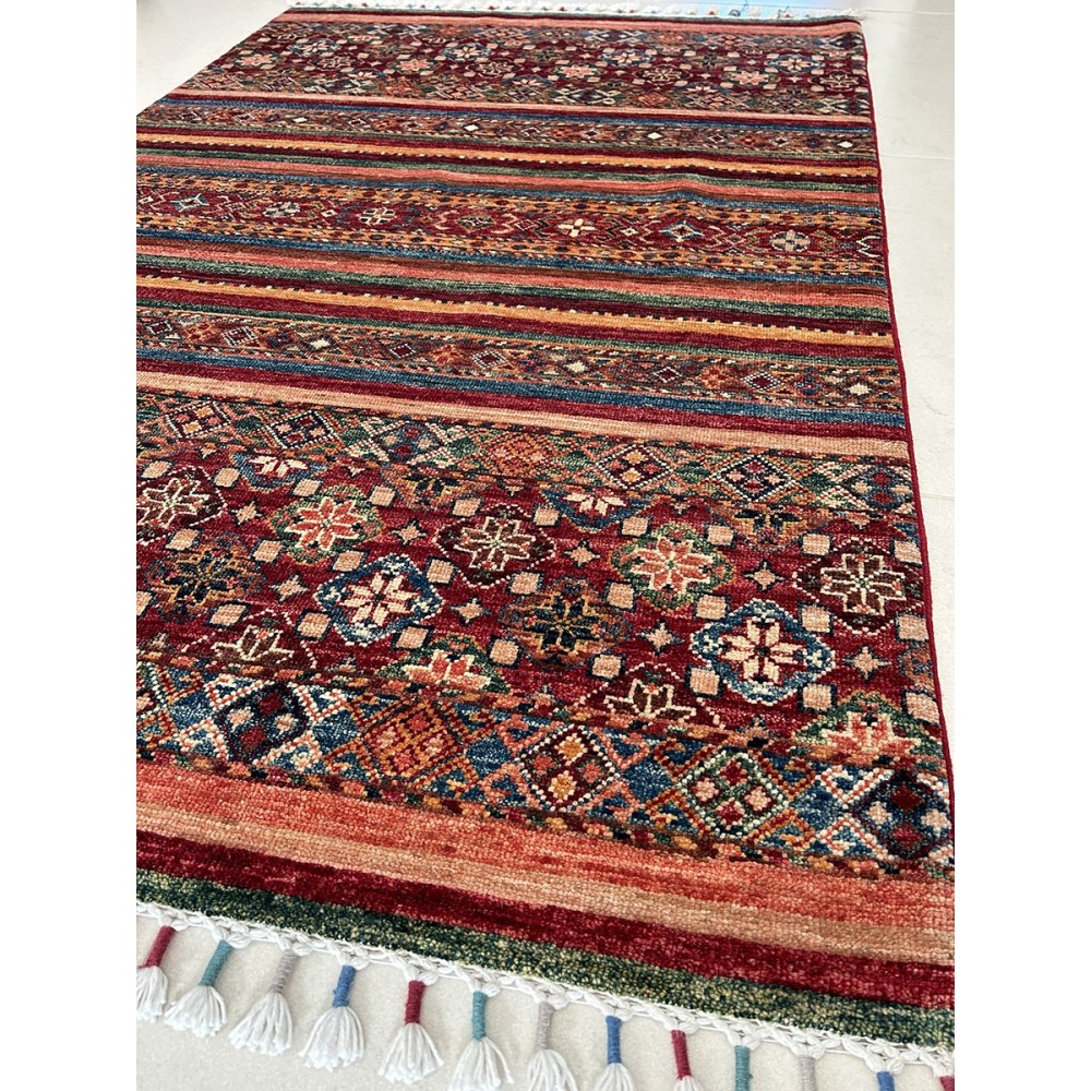 tappeto shabargan annodato a mano multicolore 151x100 cm