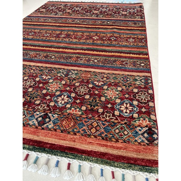 tappeto shabargan annodato a mano multicolore 151x100 cm
