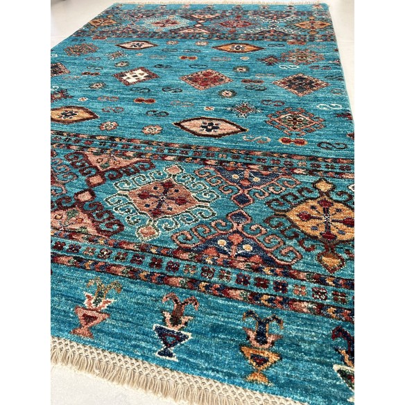tappeto moderno shabargan azzurro misura 151x102 cm
