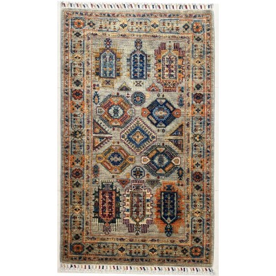 tappeto annodato a mano moderno shabargan tortora 148x88 cm