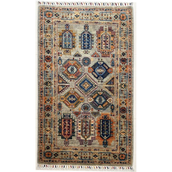 tappeto annodato a mano moderno shabargan tortora 148x88 cm