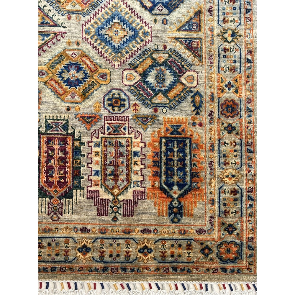 tappeto annodato a mano moderno shabargan tortora 148x88 cm
