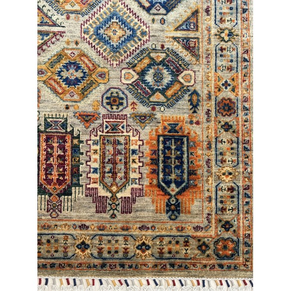 tappeto annodato a mano moderno shabargan tortora 148x88 cm