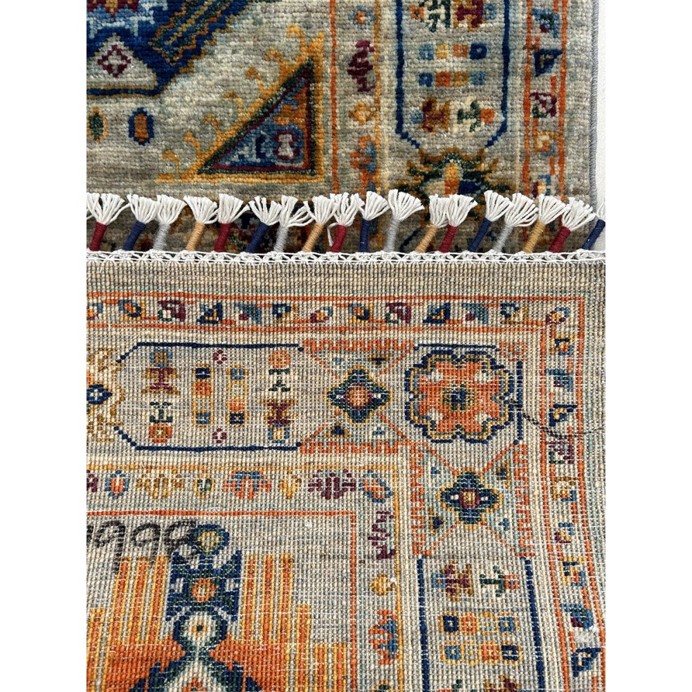tappeto annodato a mano moderno shabargan tortora 148x88 cm