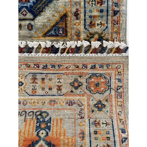tappeto annodato a mano moderno shabargan tortora 148x88 cm