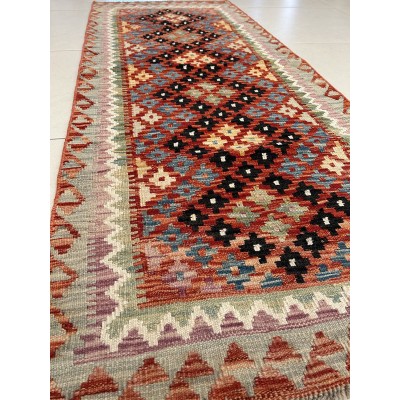 tappeto in lana kilim afgano 198x82 cm